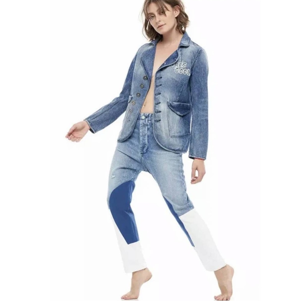Free People x Sandrine Rose‎ Womens Hi Waist Patch Jeans, Size 27, NWT